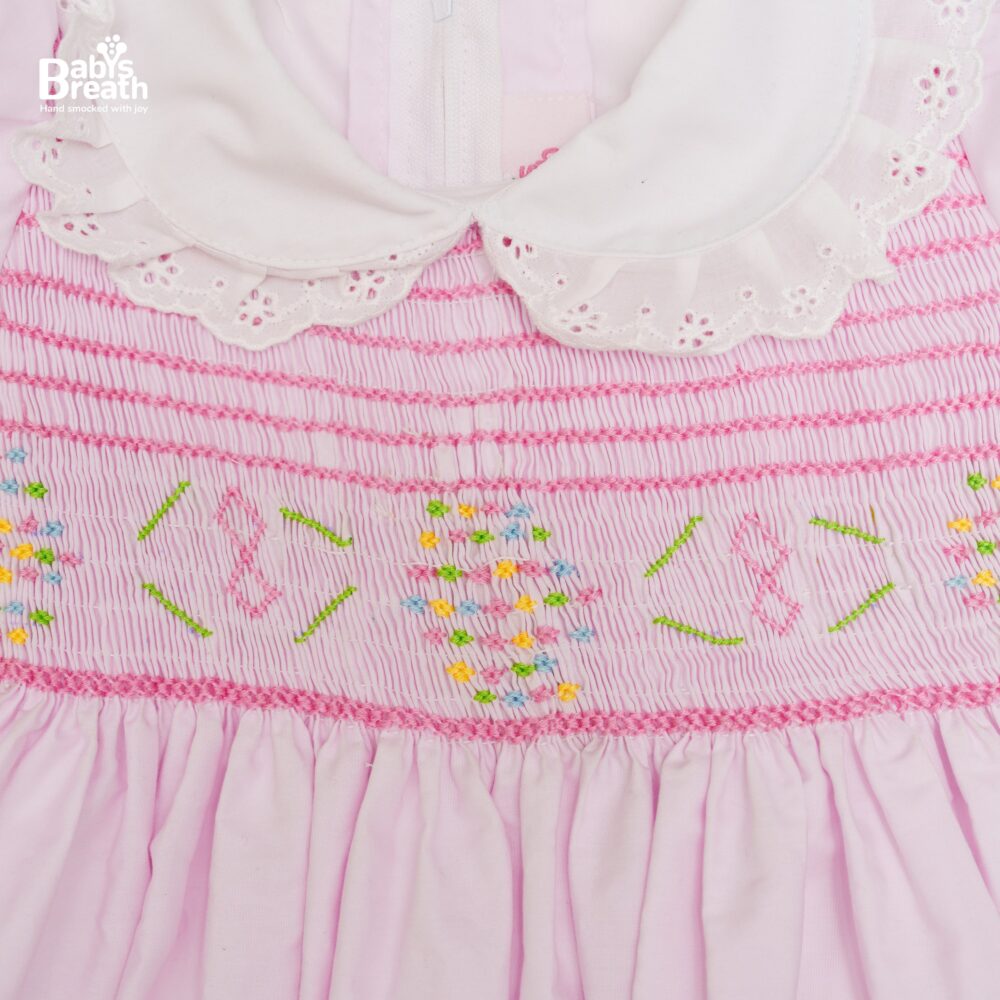 Traditional shoulder smock dress in pink - Image 3