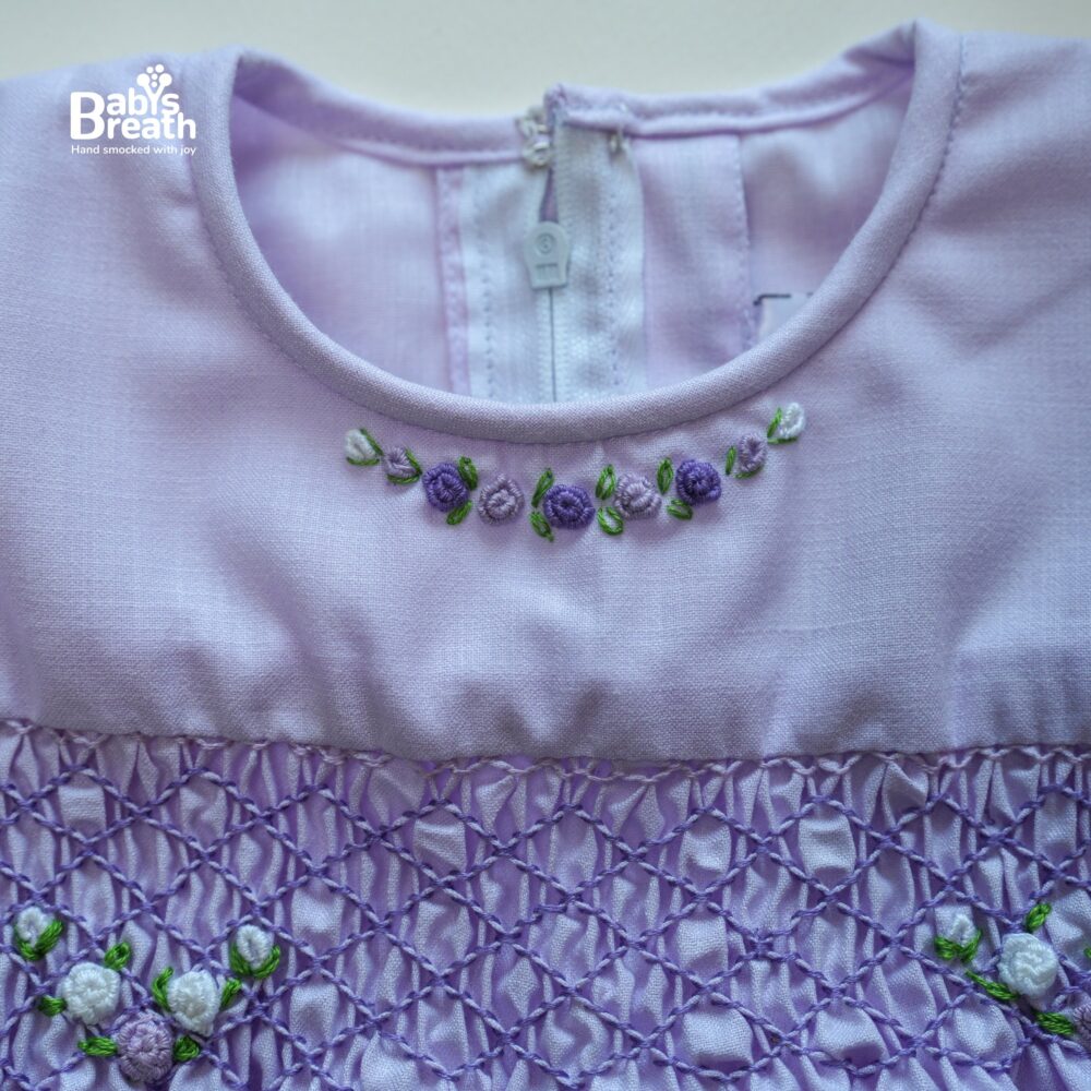 Lilac linen cotton smock dress - Image 3