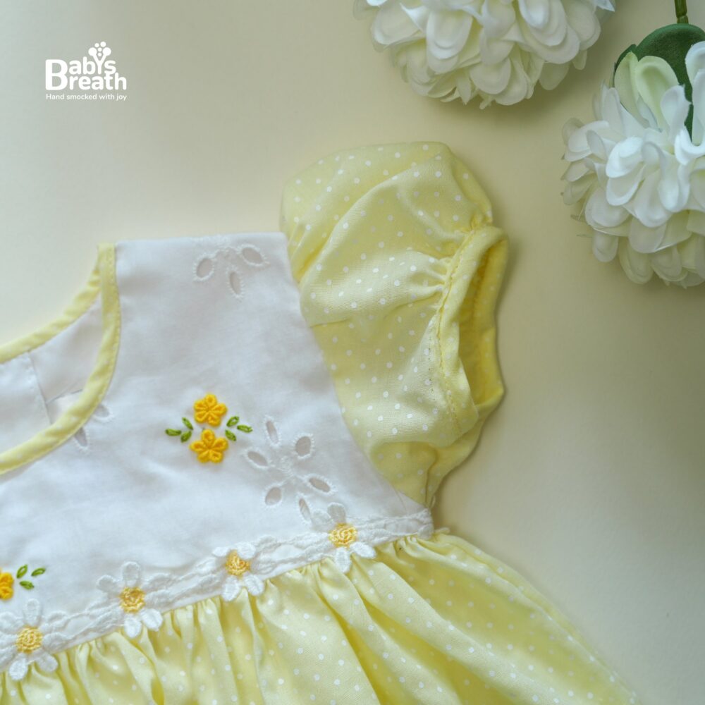 Soft yellow polka and hakoba dress - Image 3