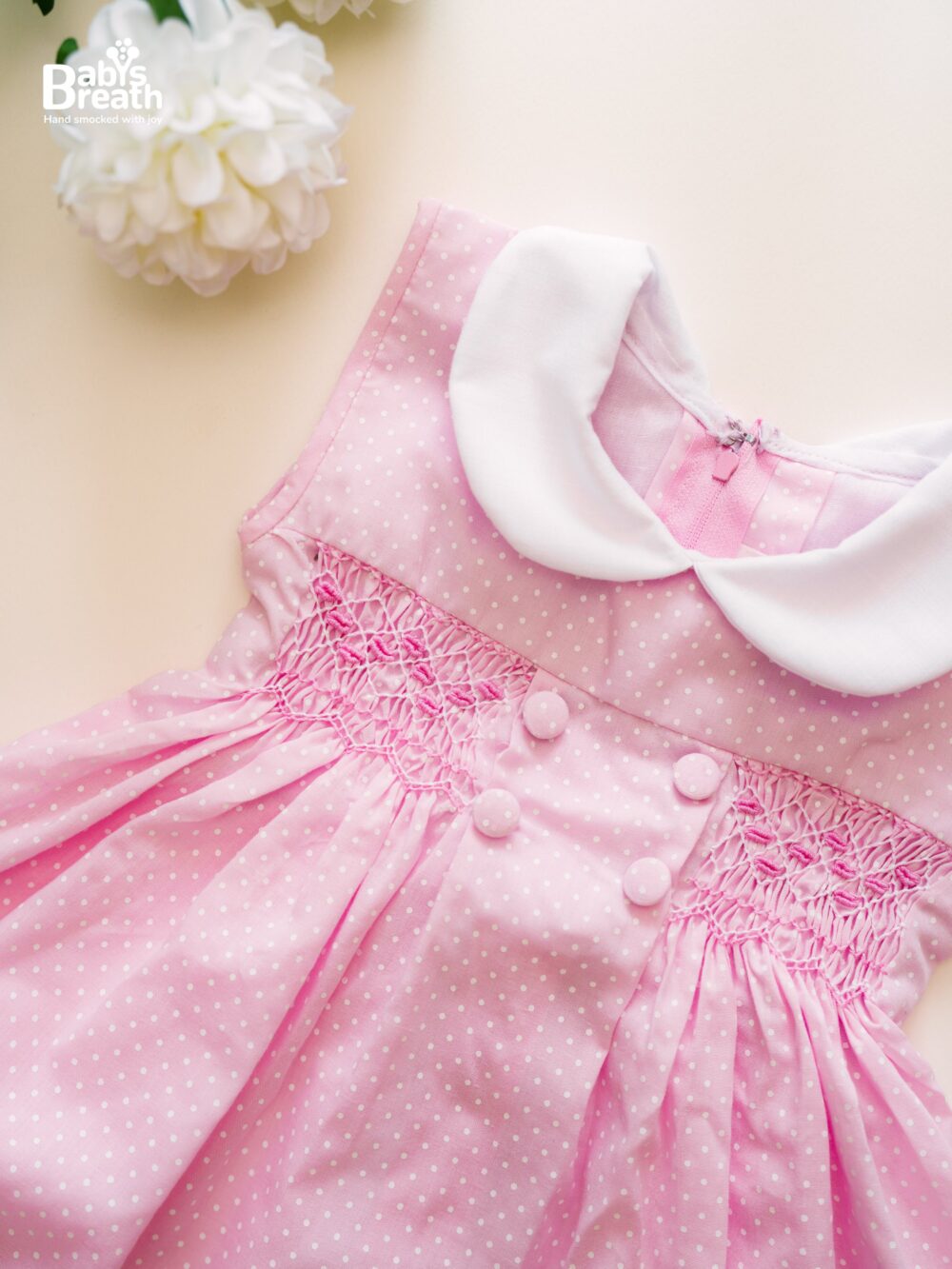 Pink polka smock dress - Image 2